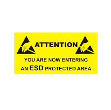 ESD waarschuwingstekens voor het aanduiden van antistatische gebieden en het verhogen van veiligheidsbewustzijn.